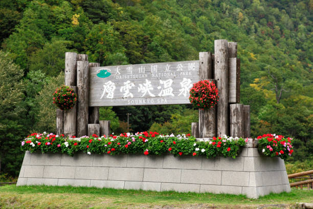 signes de sounkyo onsen - parc national de daisetsuzan photos et images de collection