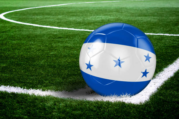 istock Honduras Soccer Ball on Field at Night 844493404