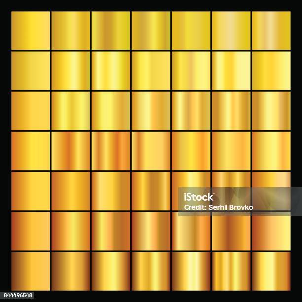 Set Of Gold Gradients Collection Of Gold Backgrounds Stock Illustration - Download Image Now