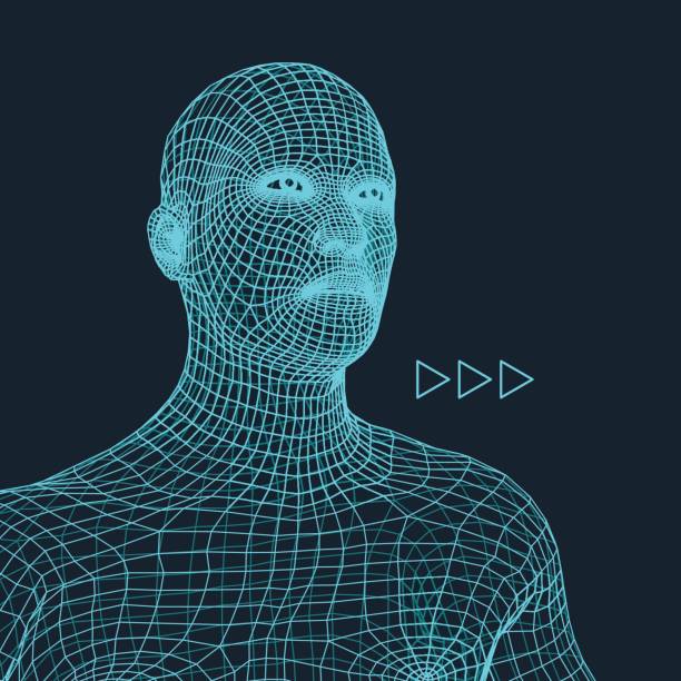 istock Head of the Person from a 3d Grid. Human Head Wire Model. Human Polygon Head. Face Scanning. View of Human Head. 3D Geometric Face Design. 3d Polygonal Covering Skin. 844497432