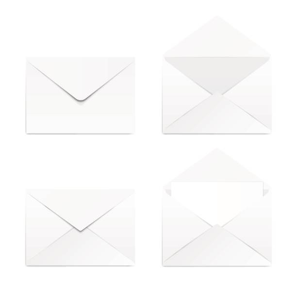 ilustrações, clipart, desenhos animados e ícones de conjunto de em branco 3d maquete de envelopes. modelo de envelopes realista de coleção. - opening mail envelope greeting card