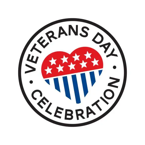 Vector illustration of Veterans day round stamp