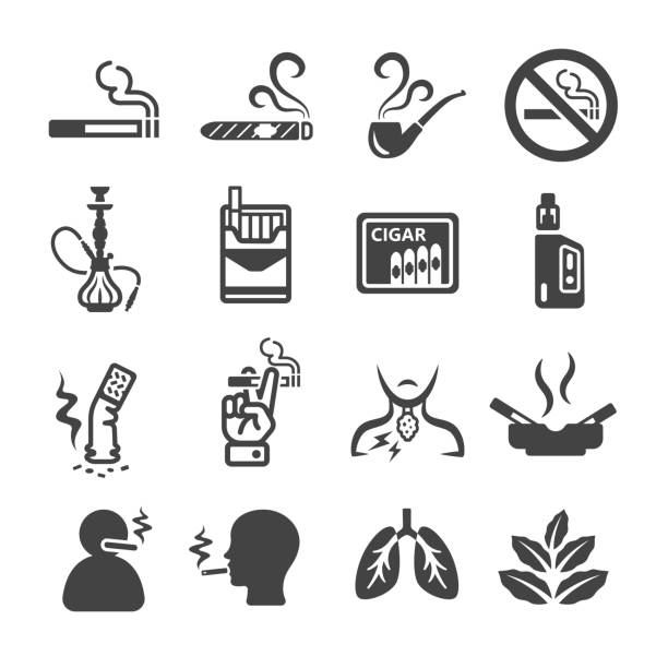 illustrazioni stock, clip art, cartoni animati e icone di tendenza di icona di cigaratte - e cigarette