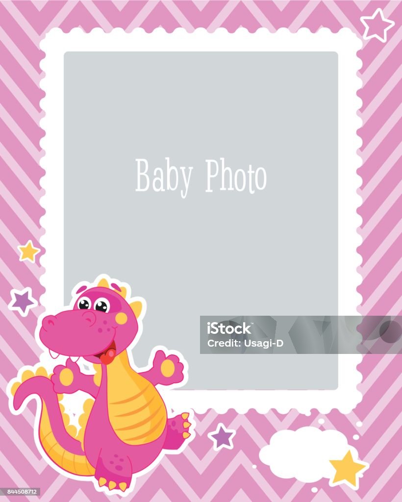 Photo Frame Design For Kids With Dinosaur. Decorative Template For Baby Vector Illustration. Birthday Children. Photo Frame Design For Kids With Dinosaur. Decorative Template For Baby Vector Illustration. Birthday Children Photo Framework With Place For Photo. Sample For the Children. Animal stock vector