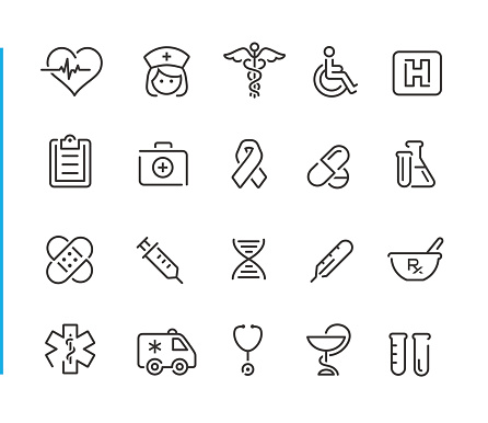 Line medical icons for your digital or print projects.