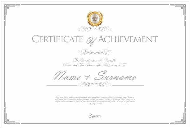 сертификат или диплом ретро дизайн - доля сертификат stock illustrations