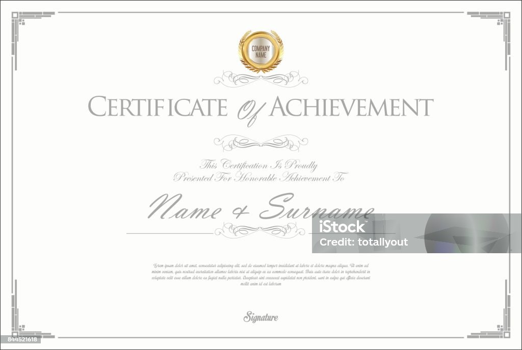 Certificate or diploma retro design Certificate stock vector