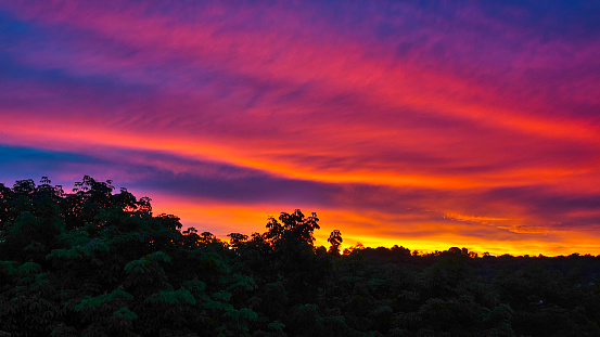 Evening Sunset Sky Clouds  orange and purple