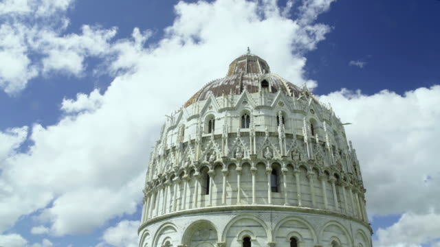 Amazing view of Pisa Baptistery of St. John, ancient architecture in Italy