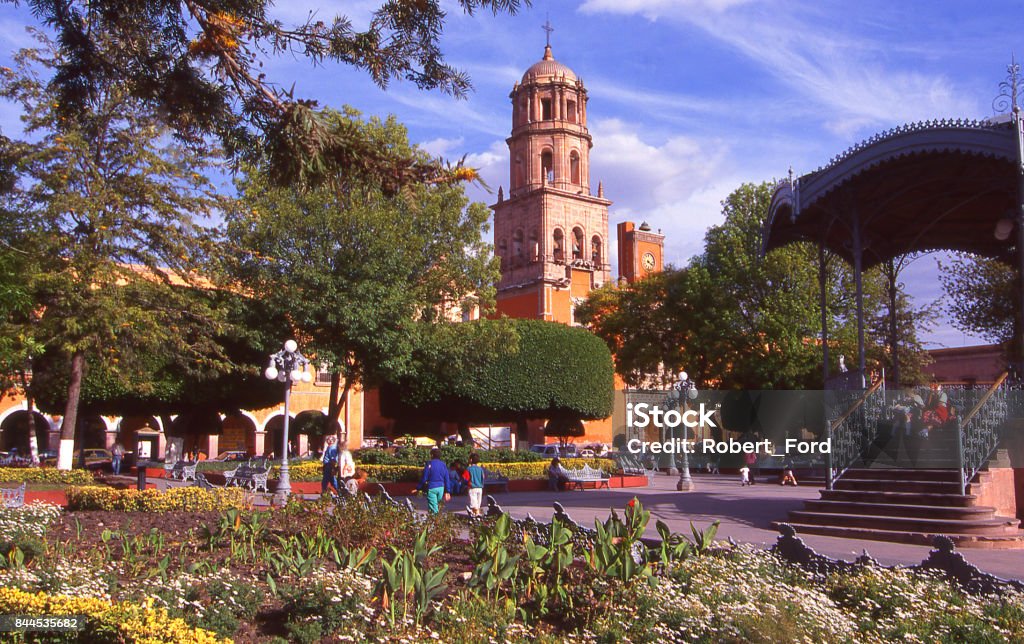 Central plaza and gazebo by Cathedal in Santiago de Querétaro Mexico Mexico Stock Photo