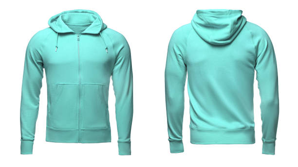 istock Blank turquoise male hoodie sweatshirt  with clipping path, mens pullover for your design mockup and template for print, isolated white background. 844540412