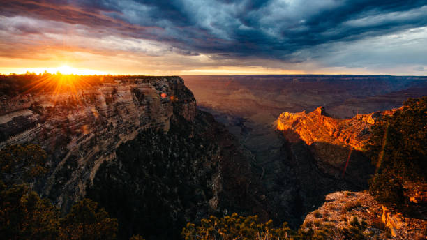 Grand Canyon National Park Sunset at Grand Canyon National Park yaki point stock pictures, royalty-free photos & images