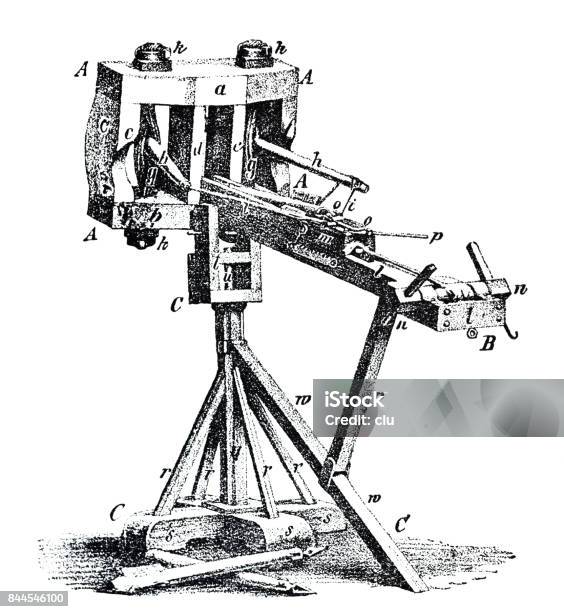 Ancient Roman Weapon Catapult Stock Illustration - Download Image Now - History, Slingshot, 1890-1899