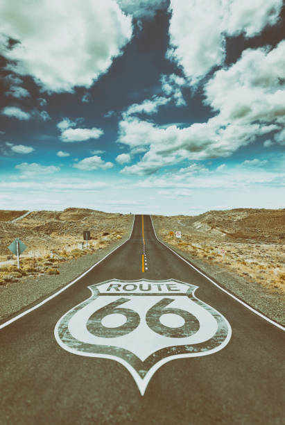 Highway sign for Route 66 on country road