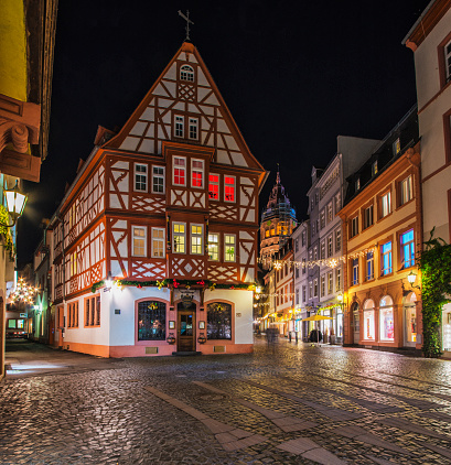 The historic city center of Mainz during Christmas season
