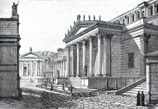 stockillustraties, clipart, cartoons en iconen met oude rome: forum romanum - het forum van rome