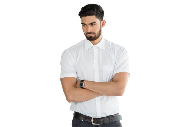 istock Handsome man standing with arms crossed 844566212