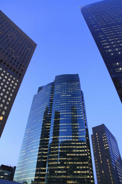 istock Night view of the high-rise buildings 844570286