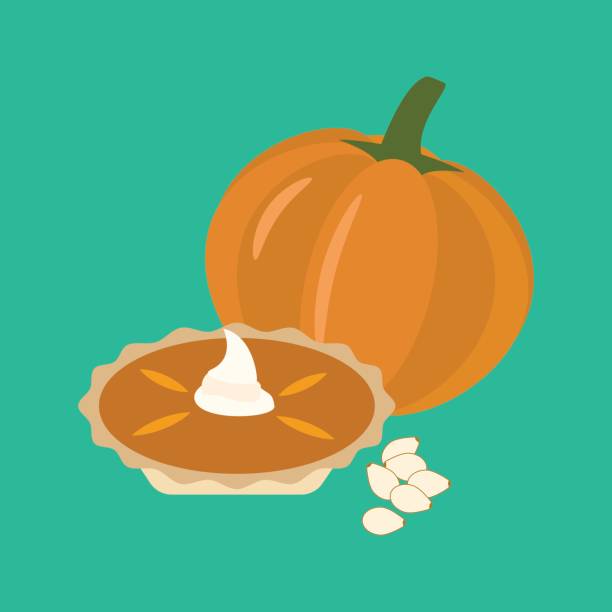 Pumpkin pie illustration Pumpkin pie illustration on the green background. Vector illustration dollop whipped cream stock illustrations
