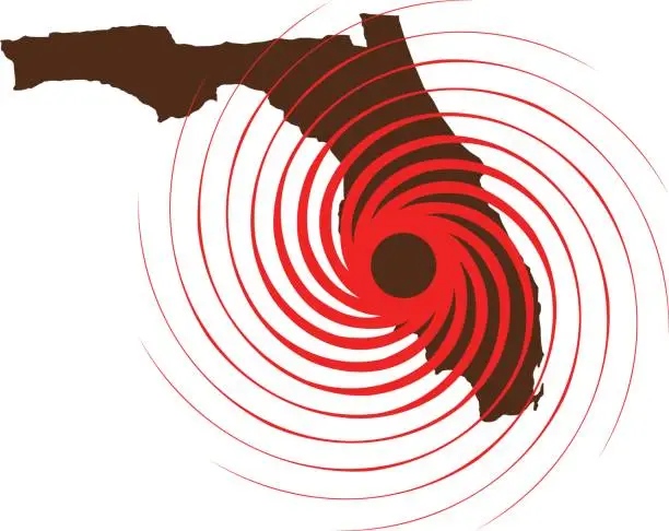 Vector illustration of Hurricane Over Florida. Vector Illustration