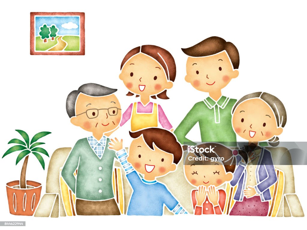 Ilustración de Familia De 6 Personas y más Vectores Libres de Derechos de  Abuela - Abuela, Abuelo, Adulto - iStock