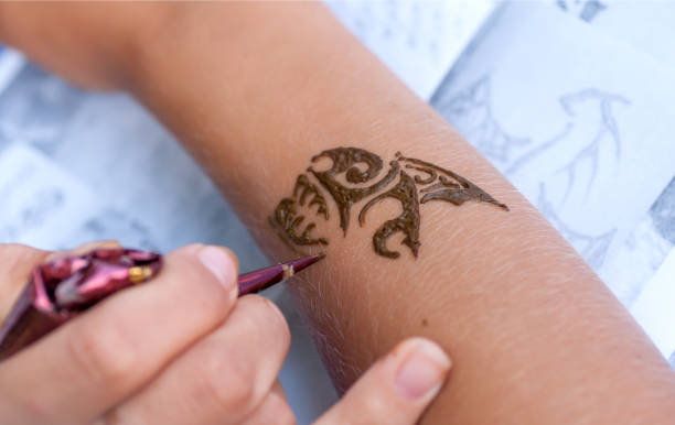 istock process of drawing, mehendi on hand 844632984
