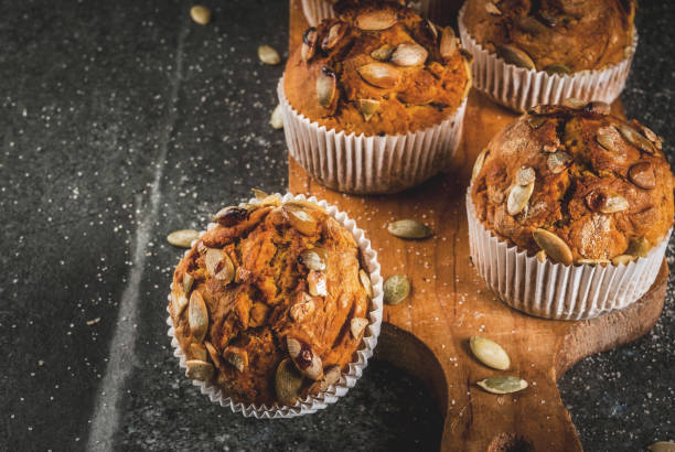 istock Healthy pumpkin muffins 844633256