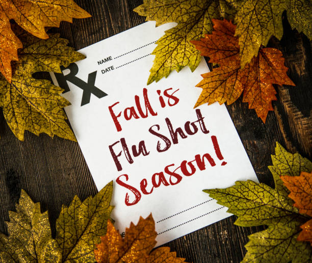 istock Doctor's prescription note with flu shot reminder for fall 844637228