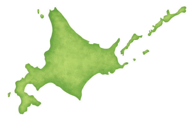 Hokkaido map Hokkaido map kunashir island stock illustrations