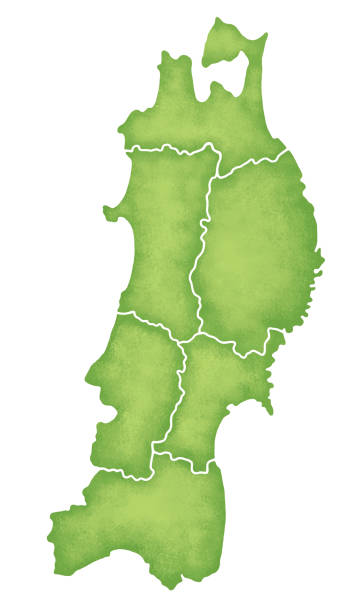 동북 지역의 지도 - tohoku region stock illustrations