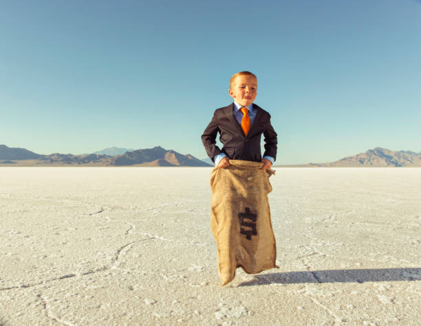 istock Young Business Boy Races in Potato Sack 844638560