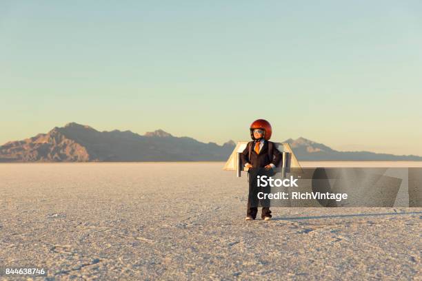 Young Businessman Wearing Jet Pack Stock Photo - Download Image Now - Jet Pack, Child, New Business