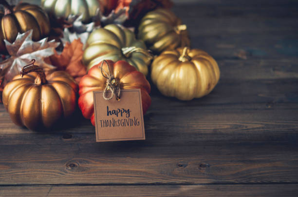 istock Thanksgiving background with metallic pumpkins 844645182