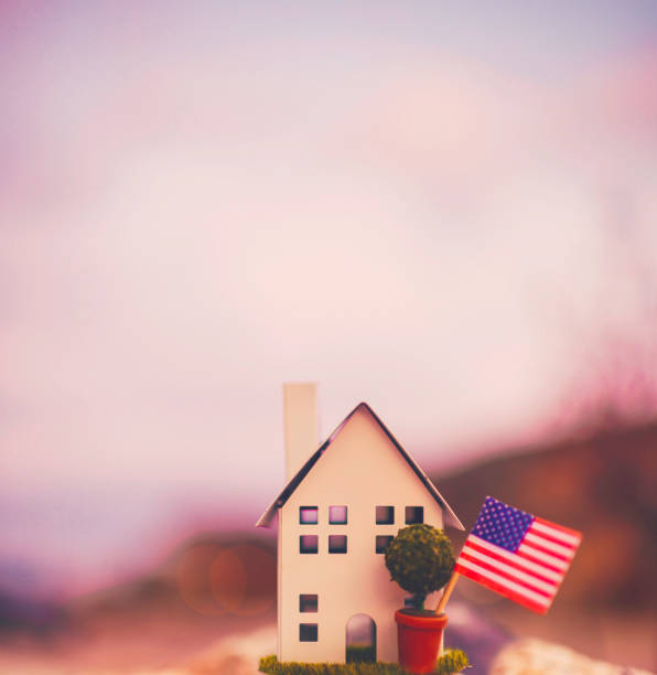 Little house with defocused street. Relocation theme Little house with defocused street. Relocation theme real estate outdoors vertical usa stock pictures, royalty-free photos & images