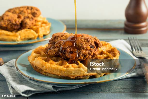Homemade Southern Chicken And Waffles Stock Photo - Download Image Now - Waffle, Chicken Meat, Brunch