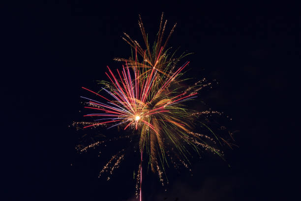 istock pyrotechnic show. fireworks in the night sky over the city 844702708