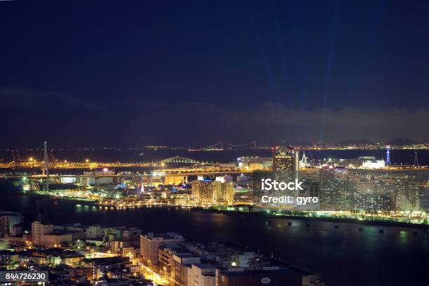 The Night View Of Osaka Universal Port Area Stock Photo - Download Image Now - Universal City, Japan, Night