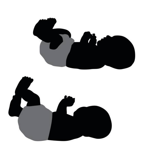 Newborn Baby Silhouette illustration of a newborn baby in diaper new baby stock illustrations