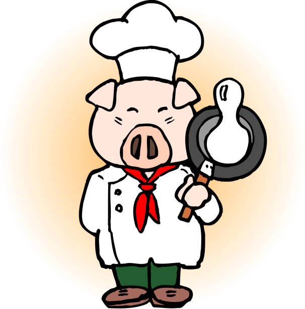 Chef Pig Stock Illustration - Download Image Now - Animal