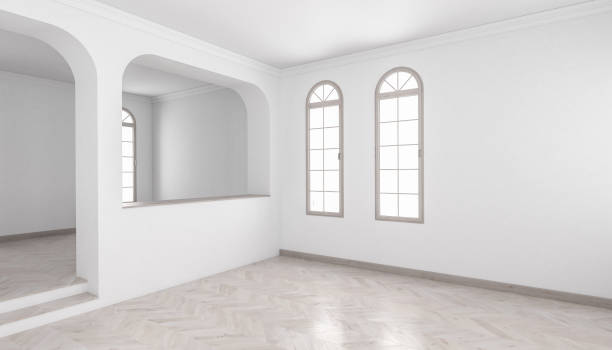 istock Indoors Separated with a Partial Wall Containing a Raised Floor 844839090