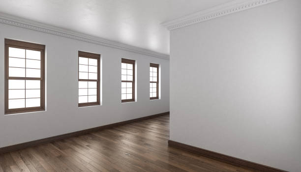 istock Empty Indoors with Parquet Floor and Wooden Windows 844863798