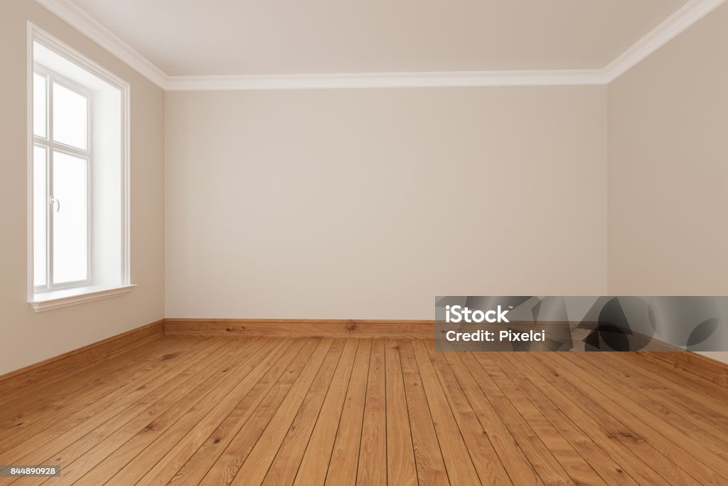 Unfurnished Room with Window Detail 3D rendering Ceiling Stock Photo