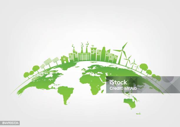 Green City On Earth World Environment And Sustainable Development Concept Vector Illustration Stock Illustration - Download Image Now