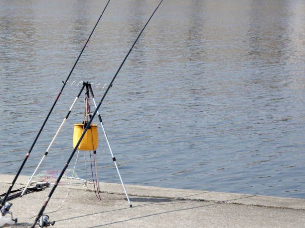Set On The River Bank Fishing Rod Stock Photo - Download Image Now -  Amagasaki, Fishing, Fishing Rod - iStock