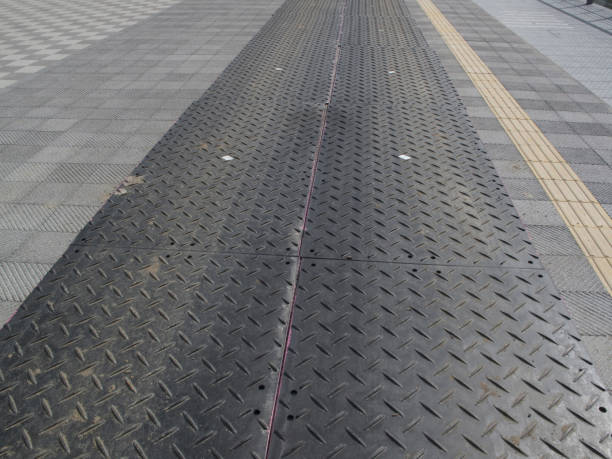 istock Rubber to protect the roads from heavy equipment Caterpillar 844913334
