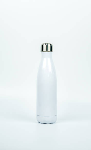 istock White thermos bottle with sport design on white background with copy space 844926698