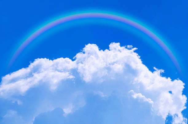 istock Blue sky and white clouds and the Rainbow 844928168