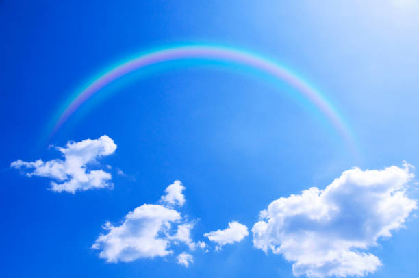 istock Blue sky and white clouds and the Rainbow 844929440