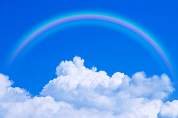 istock Blue sky and white clouds and the Rainbow 844930592