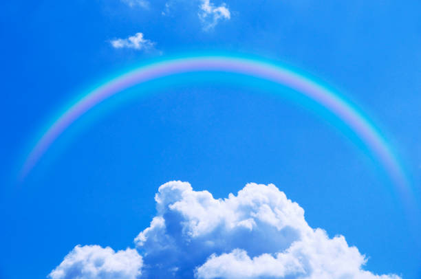 istock Blue sky and white clouds and the Rainbow 844930800